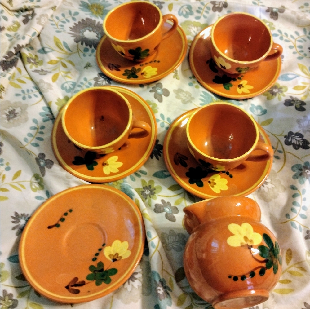 10 Piece Vintage Swiss Chaletware Tea Set